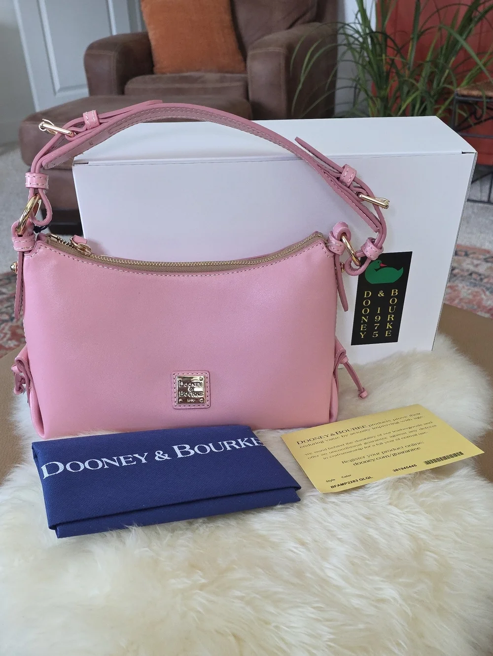 Beautiful NWT IOB Dooney & Bourke Pale Pink Penrose Leather Hobo 25 🩷🎁💛